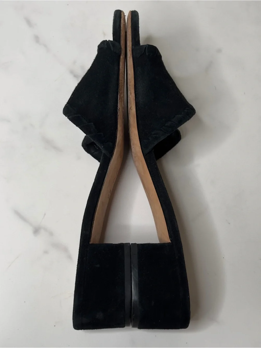 VIA SPIGA Black Suede Slide Sandals - Open Toe Low Heel Size 9